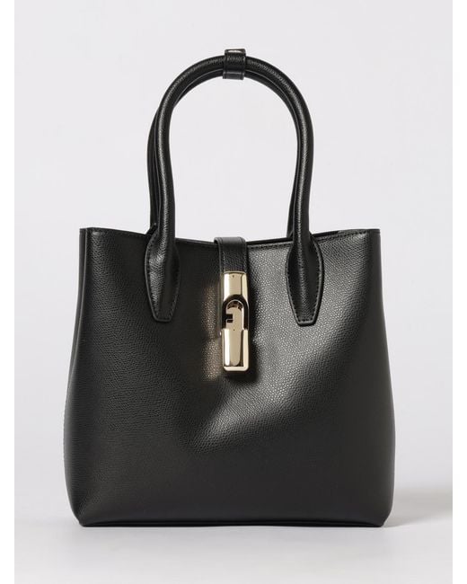 Furla Black Goccia Grained Leather Bag
