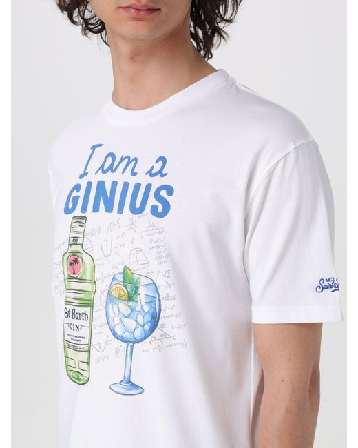 T-shirt I Am A Ginius in cotone stampato di Mc2 Saint Barth in White da Uomo