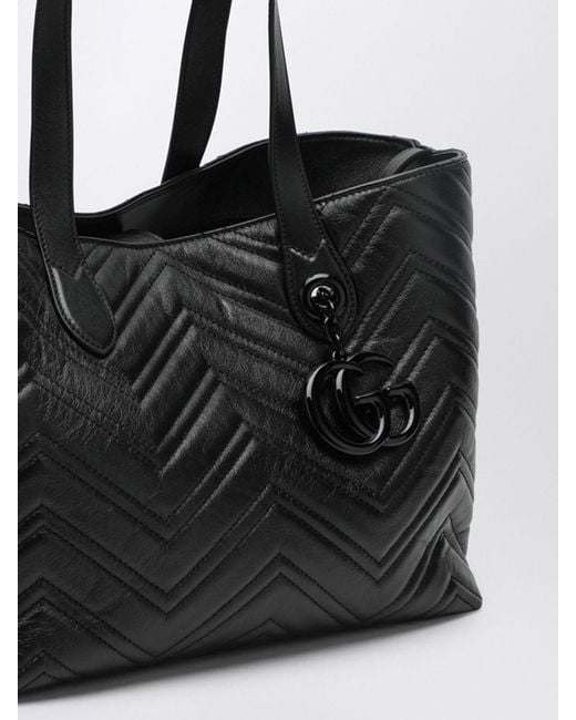 Gucci Black Chevron Calfskin Shoulder Bag