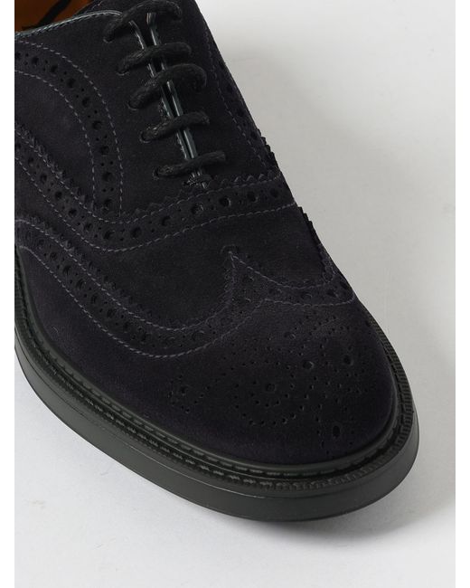 Doucal's White Suede Derby With Brogue Detail for men