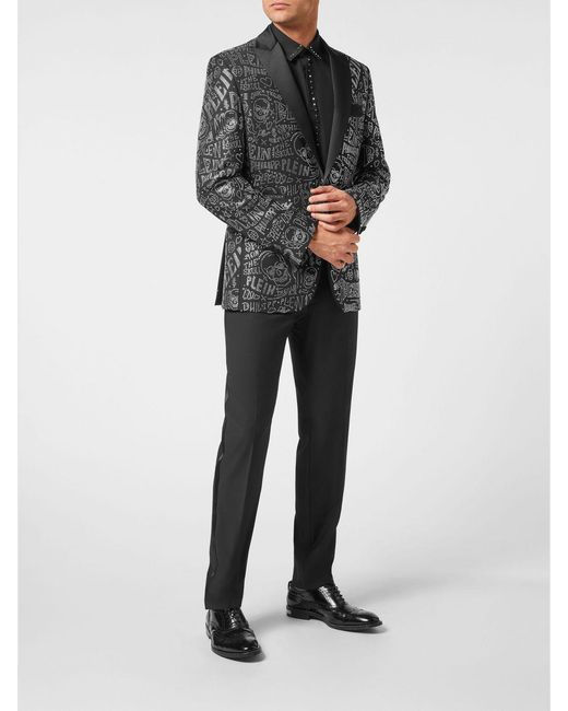 Philipp Plein Black Skull Single-Breasted Blazer for men