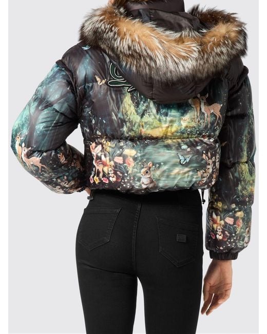 Philipp Plein Black Printed Nylon Fairy Down Jacket