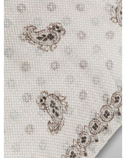 Pochette in seta con motivo jacquard di Brunello Cucinelli in Natural da Uomo