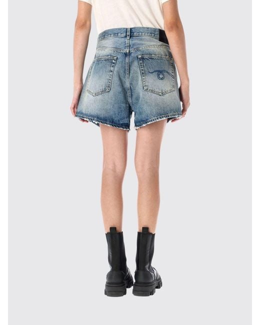 R13 Blue Asymmetric Shorts