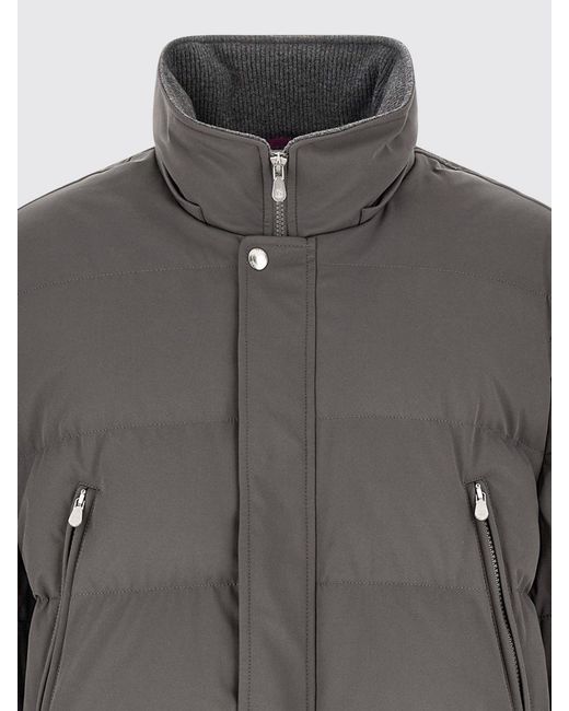 Brunello Cucinelli Gray Water-Repellent Nylon Parka With Removable Hood for men