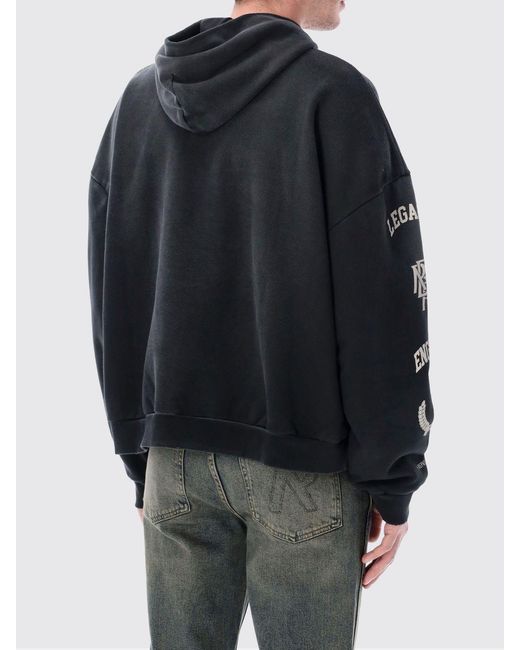 Represent Gray Cotton Hooded Sweatshirt With Logo for men