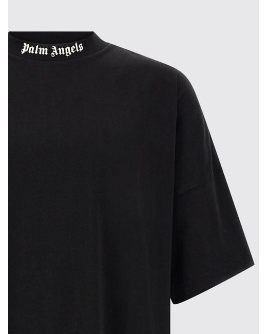 Palm Angels Black Relaxed Fit Cotton T-Shirt With Contrasting Logo for men