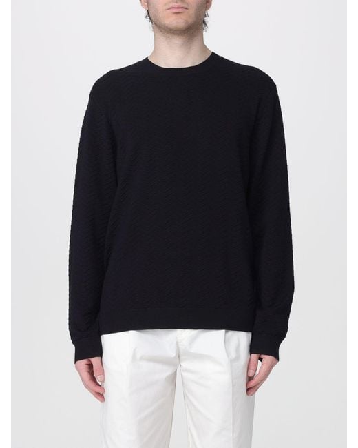 ARMANI EXCHANGE Blue Jacquard Viscose Crew Neck Jumper for men