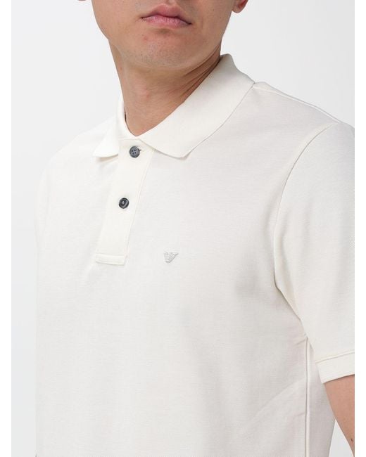 Emporio Armani White Cotton Polo Shirt for men