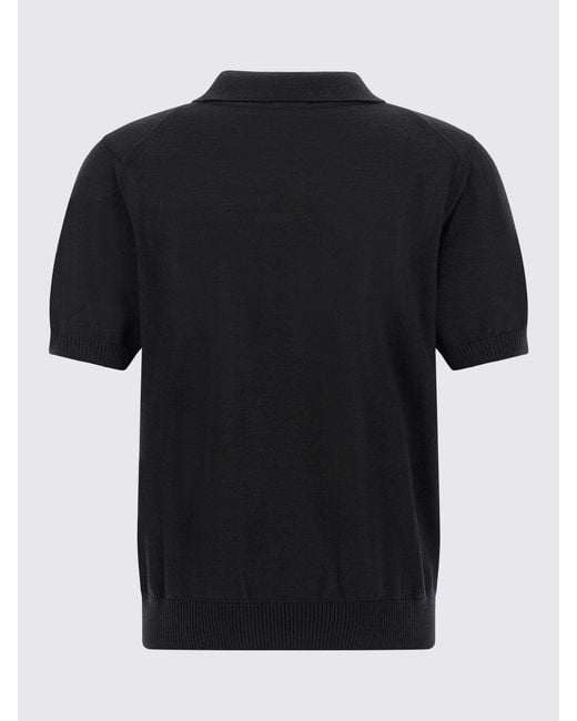Boss Black Virgin Wool Knit Polo Shirt With V-Neck And Short Sleeves for men
