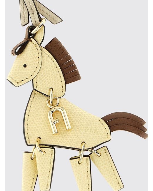 Furla Metallic Animal-Shaped Smooth Leather Keychain With Monogram Pattern