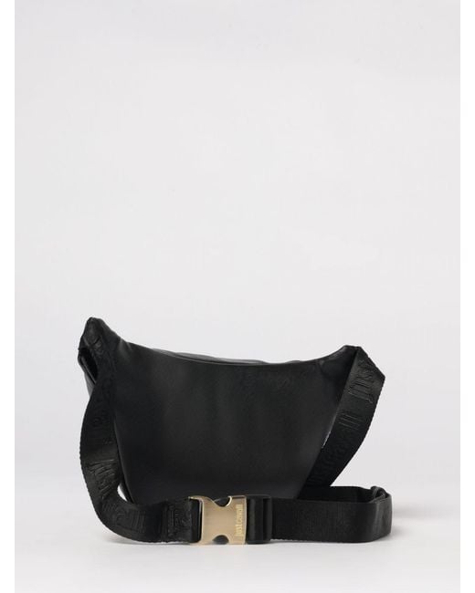 Just Cavalli Black Saffiano Faux Leather Belt Bag for men