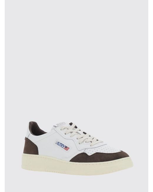 Autry White Medalist Low Two-Tone Calfskin And Suede Trainers for men