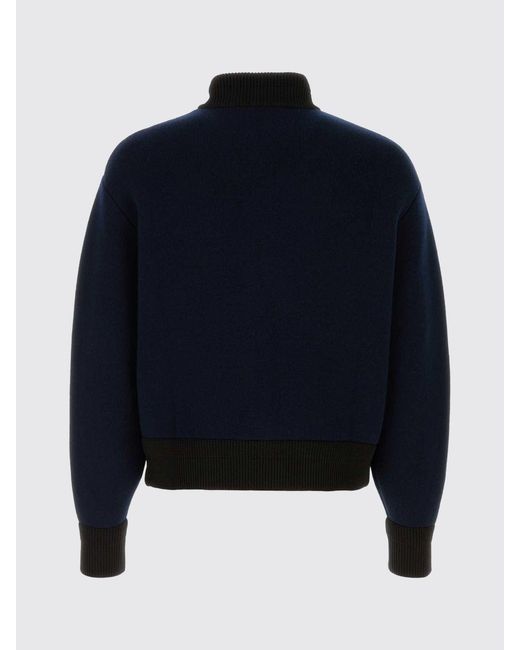 Jil Sander Blue Wool Knit Bomber Jacket for men