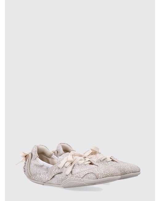 Acne Natural Cracked Leather Ballerinas