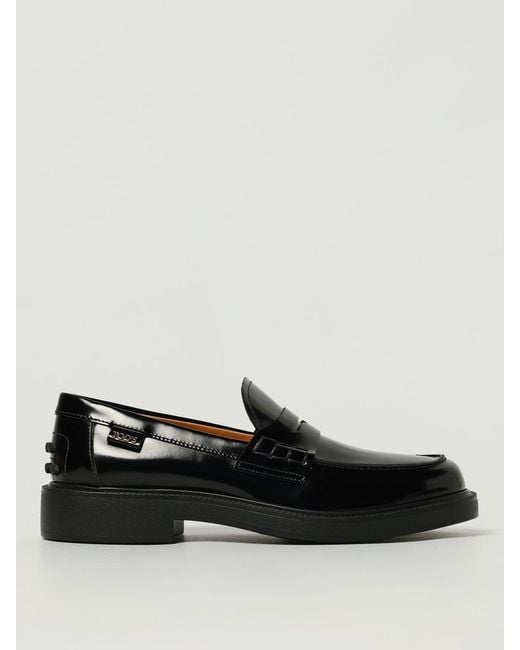 Tod's Black Brushed Leather Loafers