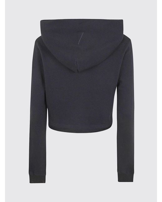 Thom Krom Blue Cropped Cotton Hoodie