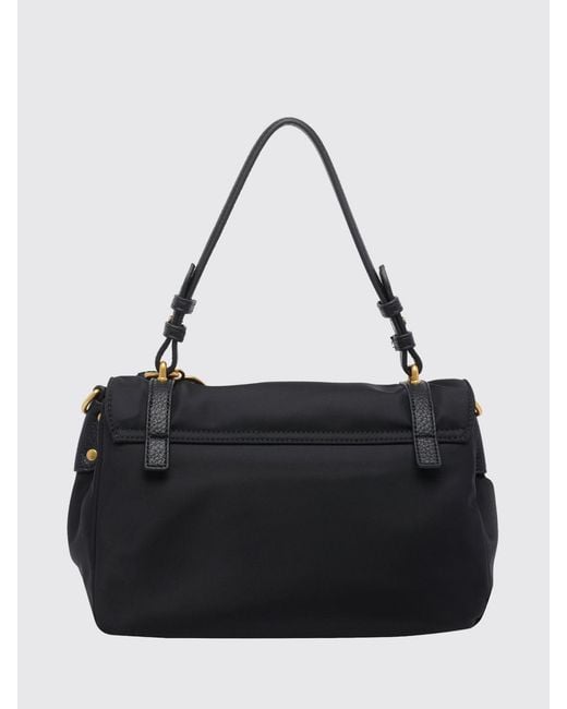 La Carrie Black Atena Nylon Shoulder Bag With Leather Trim