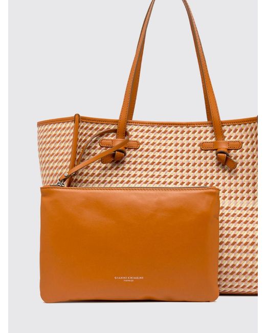 Gianni Chiarini Natural Marcella Houndstooth Cotton Bag