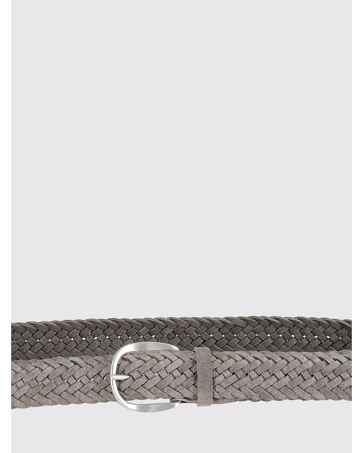 Orciani Gray Woven Suede Belt for men