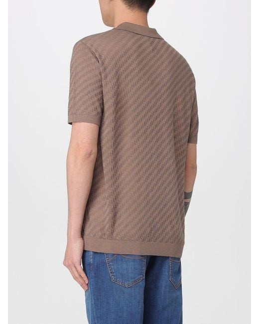 Emporio Armani Gray Knitted Polo Shirt for men