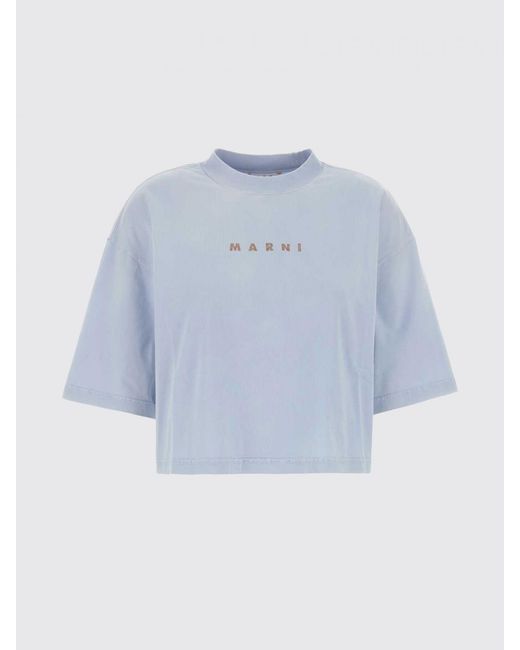 Marni Blue Cotton T-Shirt With Logo