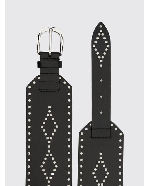Isabel Marant White Lucie Studded Smooth Leather Belt With Pin-Buckle