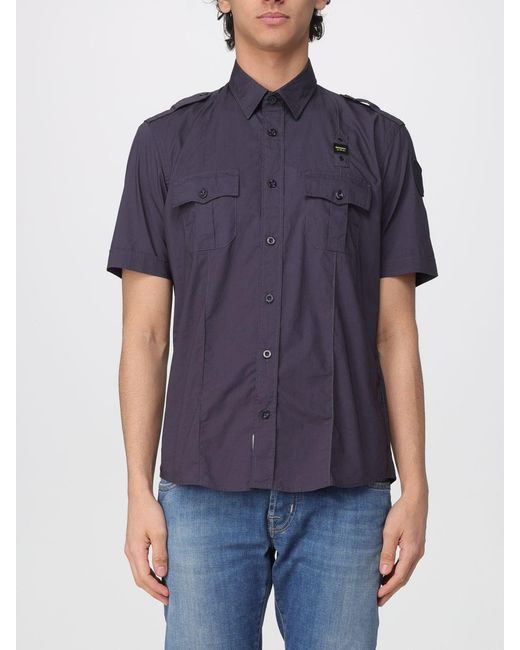 Blauer Blue Casual Cotton Shirt for men