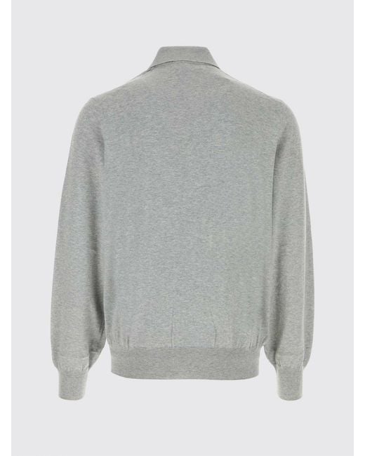 Brunello Cucinelli Gray Cotton Knit Polo Shirt for men