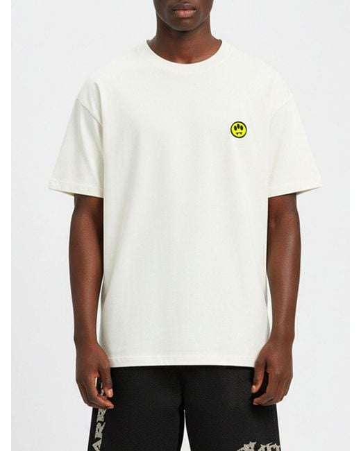 Barrow White Cotton T-Shirt With Logo for men