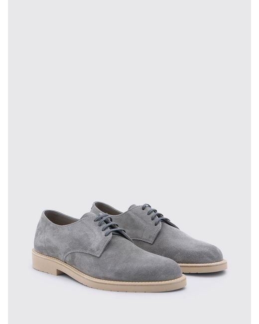 Brunello Cucinelli White Suede Derby Shoes for men