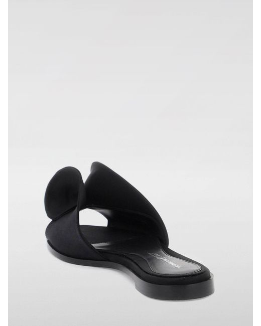 Alexander McQueen Black Crepe Flat Sandals