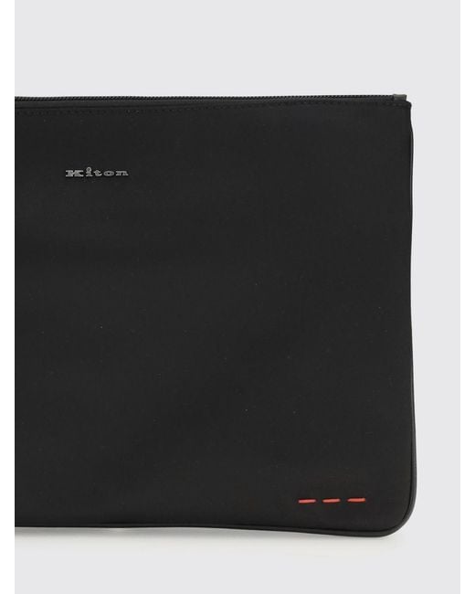 Kiton Black Nylon Pouch for men