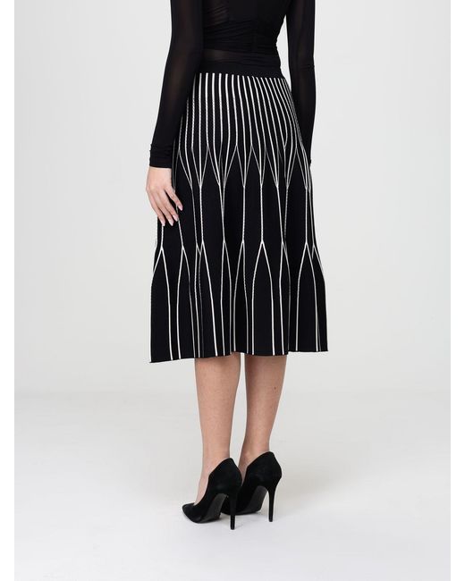Elisabetta Franchi Black Two Tone Viscose Knit Skirt