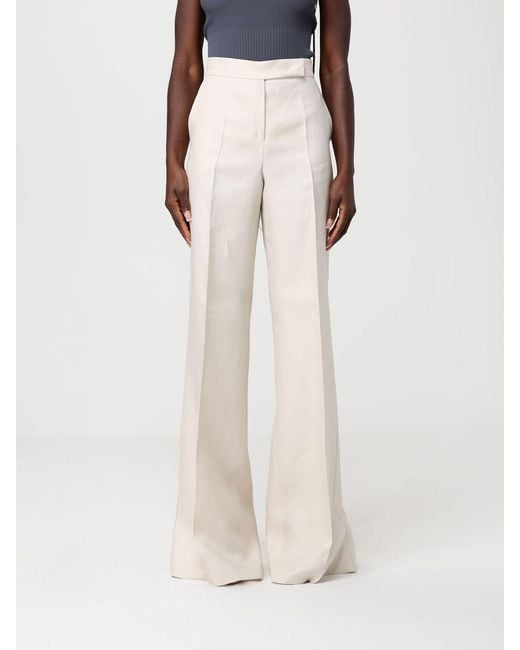 Max Mara White Badesse Palazzo Linen Trousers