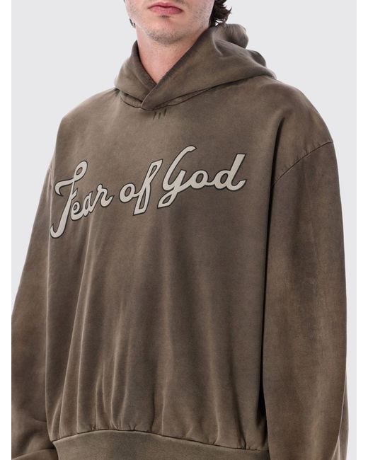 Fear Of God Brown Cotton Hoodie With Logo for men