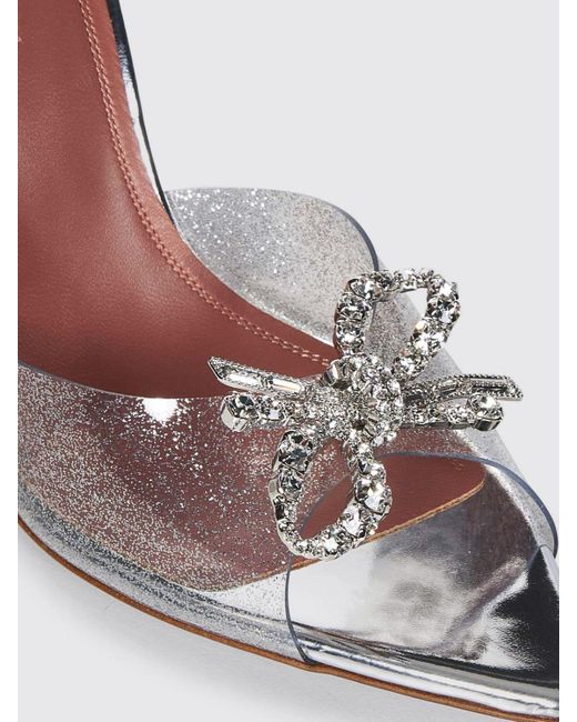Sandalo Rosie Glass in pvc glitter con fiocco gioiello di AMINA MUADDI in White