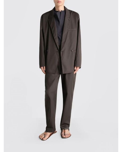 Lemaire Gray Wide-Leg Cotton Trousers With Mid-Rise Waist And Slash Pockets for men