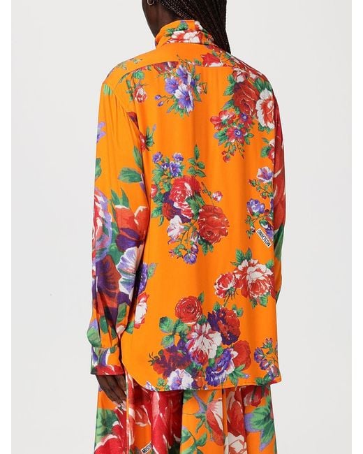 Moschino Couture Orange Viscose Shirt With Floral Print