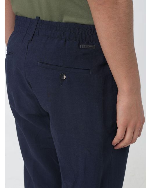 Siviglia Blue Slim Fit Linen Blend Trousers for men