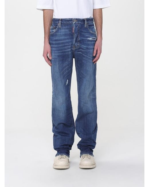 DSquared² Blue Stretch Denim Straight Jeans for men