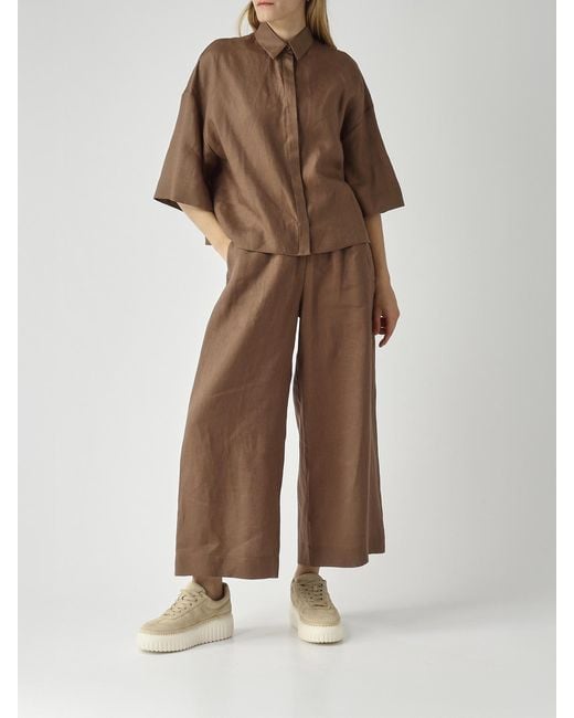 Max Mara Natural Linen Crop Trousers