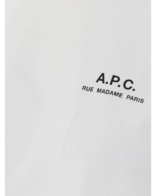 A.P.C. White Crewneck Cotton T-Shirt With Contrasting Printed Logo for men