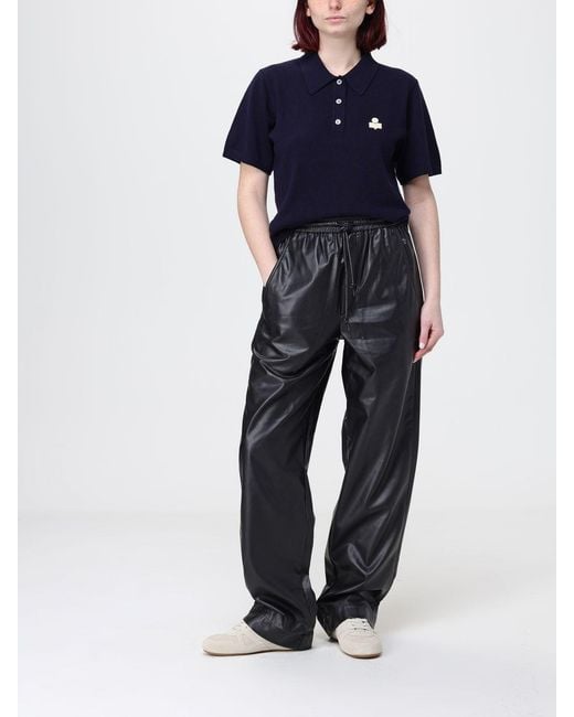 Isabel Marant Black Nereane Synthetic Leather Pants