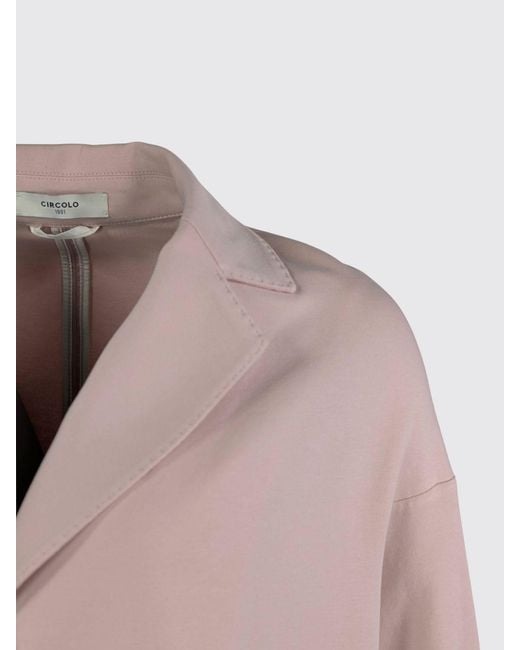 Circolo 1901 Pink Single-Breasted Stretch Cotton Blazer With Dropped Shoulders