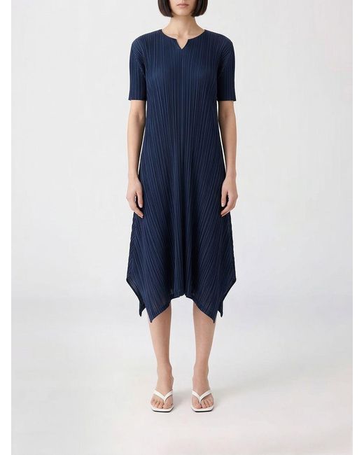 Pleats Please Issey Miyake Blue Dress