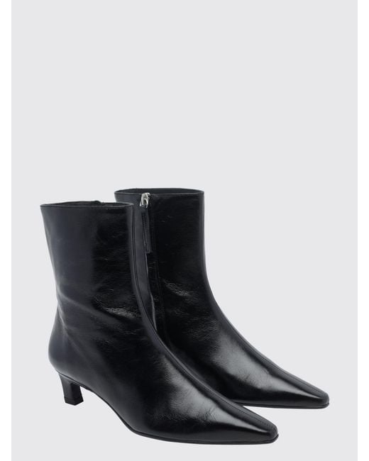 Alohas Black Ambar Rift Smooth Leather Ankle Boots With Stiletto Heel