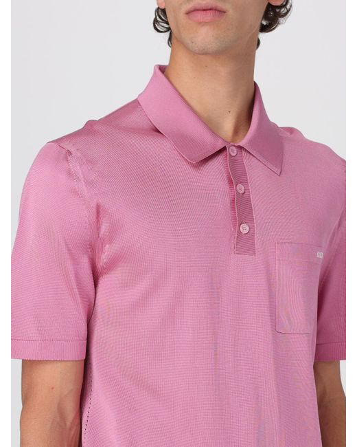 Gucci Poloshirt Aus Feinem Seidenstrick Mit Intarsie, Grösse in Pink für Herren