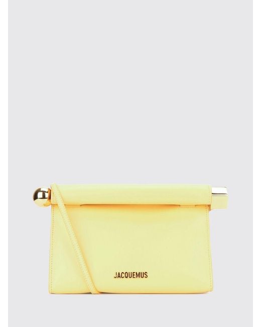 Jacquemus Yellow Rond Carré Leather Mini Handbag With Removable Shoulder Strap