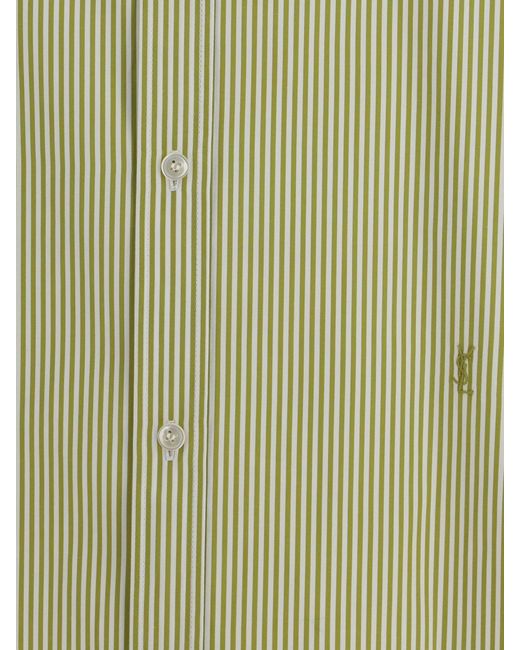 Saint Laurent Green Striped Cotton Casual Shirt